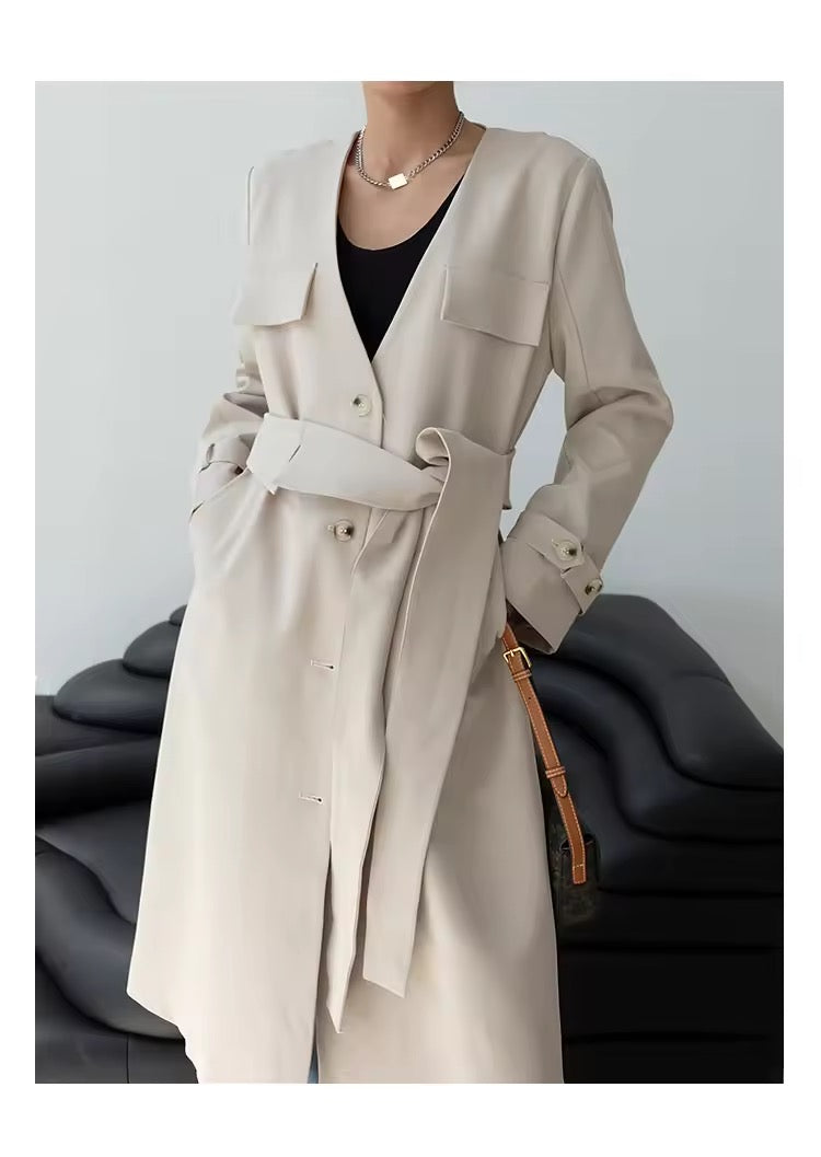 Detachable Collar Trench Coat