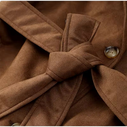 Brown Suede Trench Coat