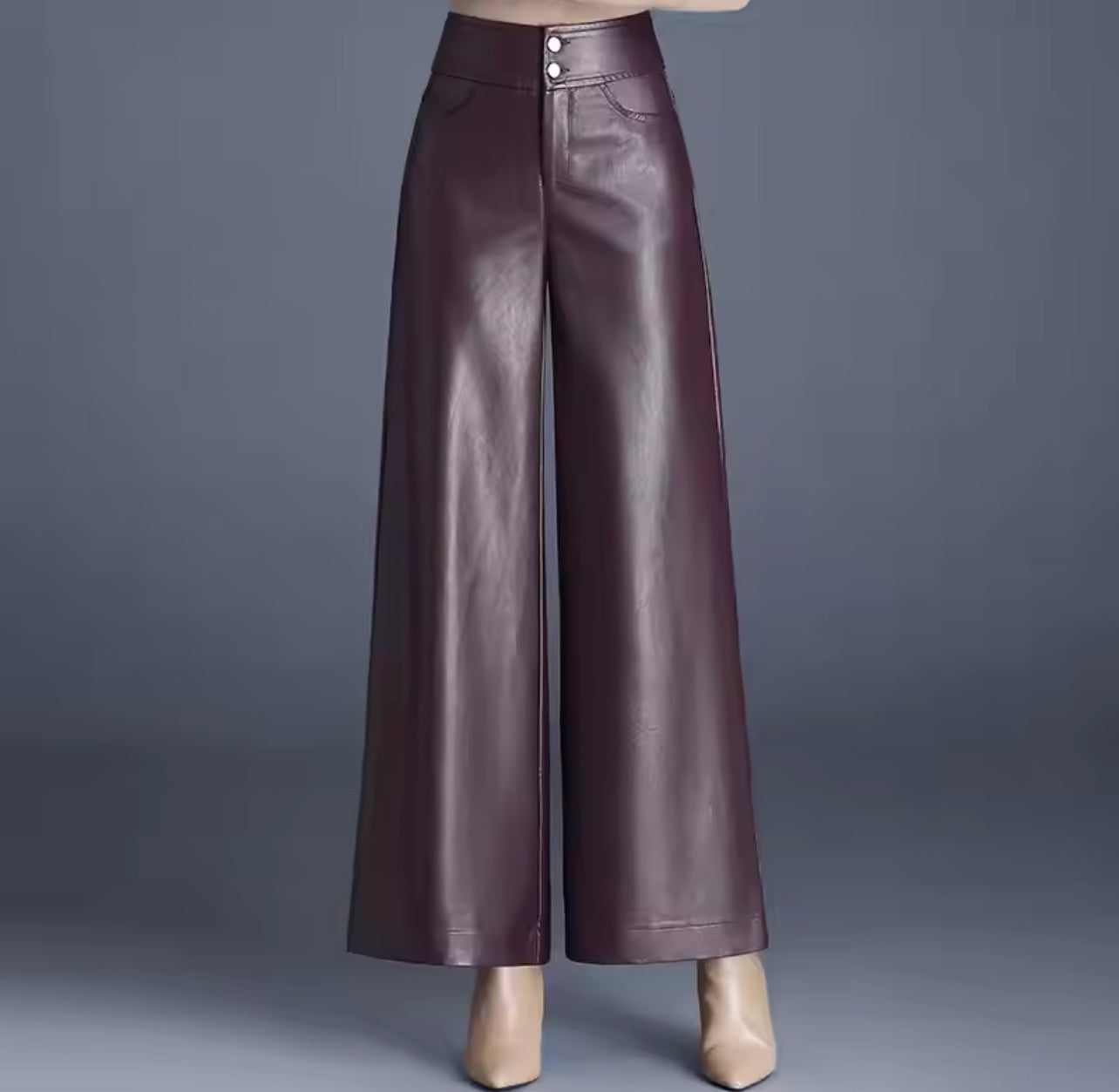 Leather Wed Leg Pants