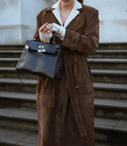 Brown Suede Trench Coat