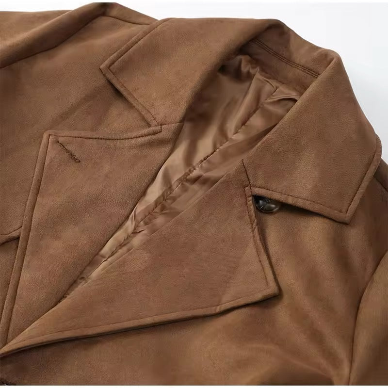 Brown Suede Trench Coat