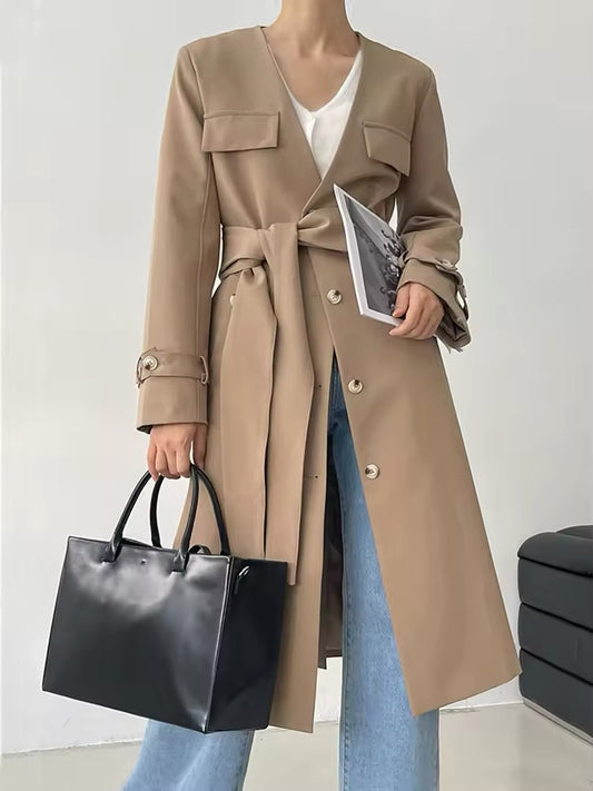 Detachable Collar Trench Coat