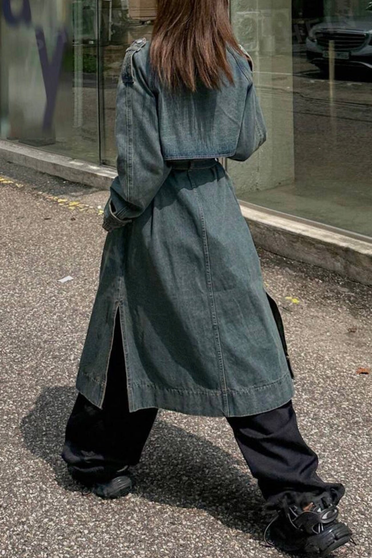 Casual Denim Trench Coat