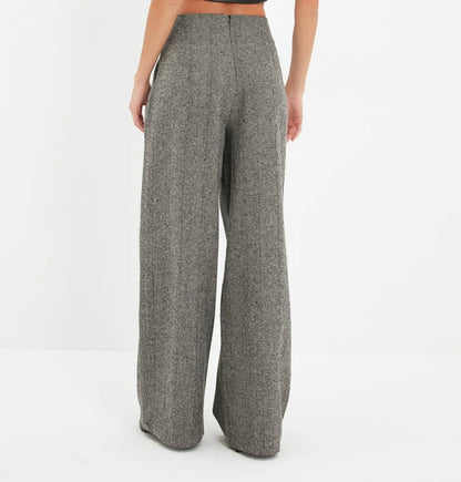 Detailed Wide Leg Trousers