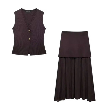 Knitted Vest and Skirt Multi-Colors