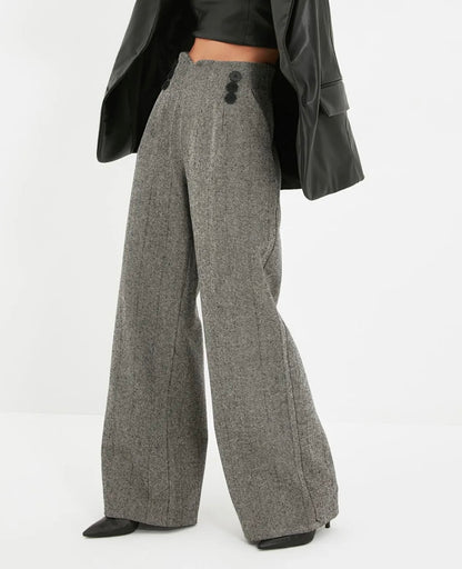 Detailed Wide Leg Trousers